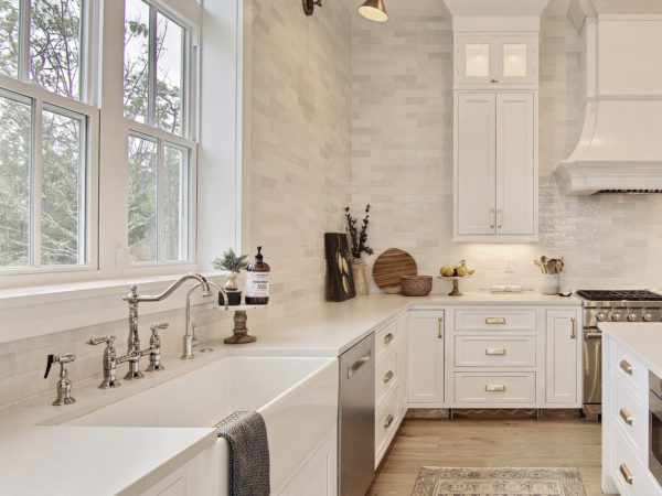 gorgeous new kitchen featuring the 36" harper fireclay sink
