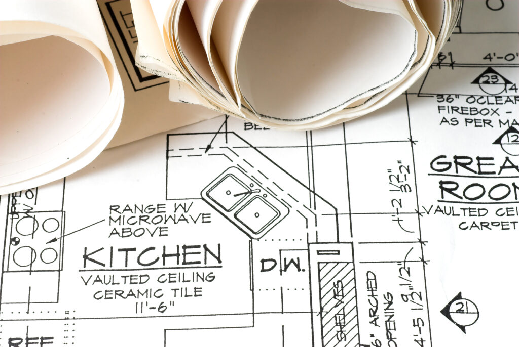 blueprint of kitchen remodel plans