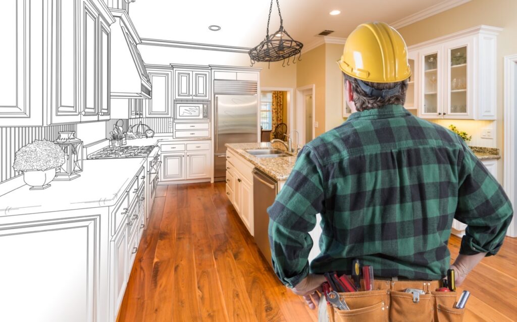 kitchen professional looking at kitchen remodel