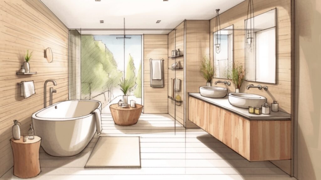rendering of bathroom renovation design