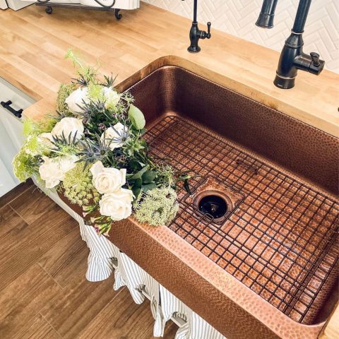antique copper bottom grid for kitchen sink
