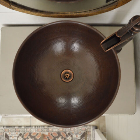a vessel copper bathroom sink