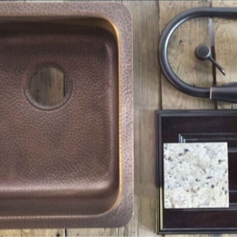 a design kit for mixed metals with a copper sink and faucet