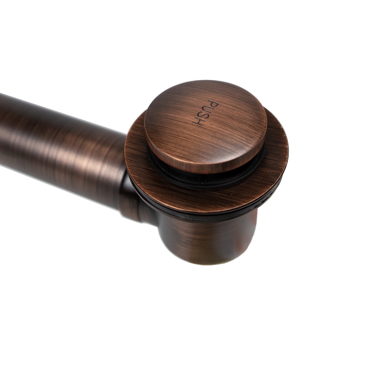 A antique brown no overflow bathtub drain kit.