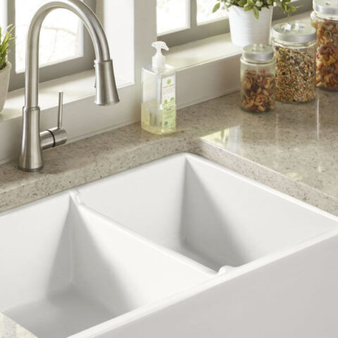 a double basin fireclay sink