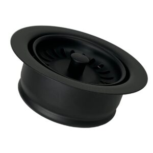 A matte black kitchen sink disposal drain.