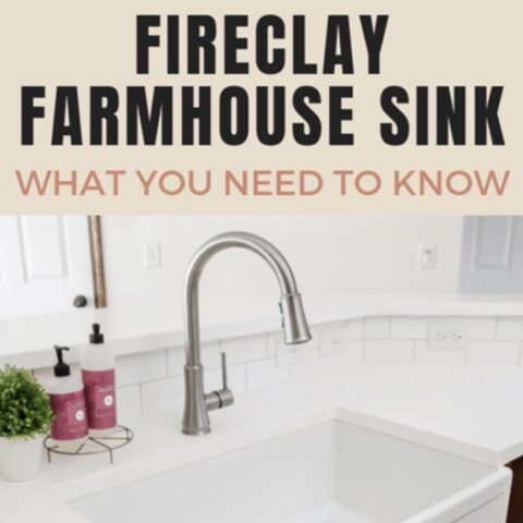 a white fireclay kitchen sink