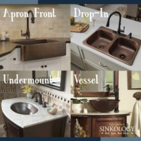 4 different mounting styles of copper sinks