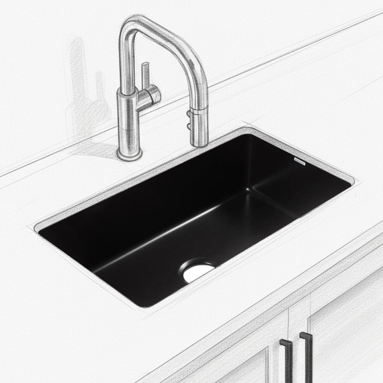 Eden 31" undermount fireclay kitchen sink in matte black. SK472-31FC-MB
