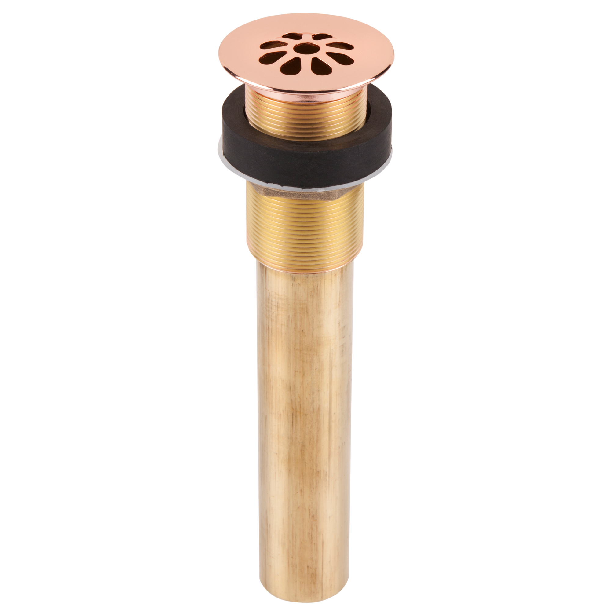 TG01-PC Polished Copper Grid Bath Drain with No Overflow