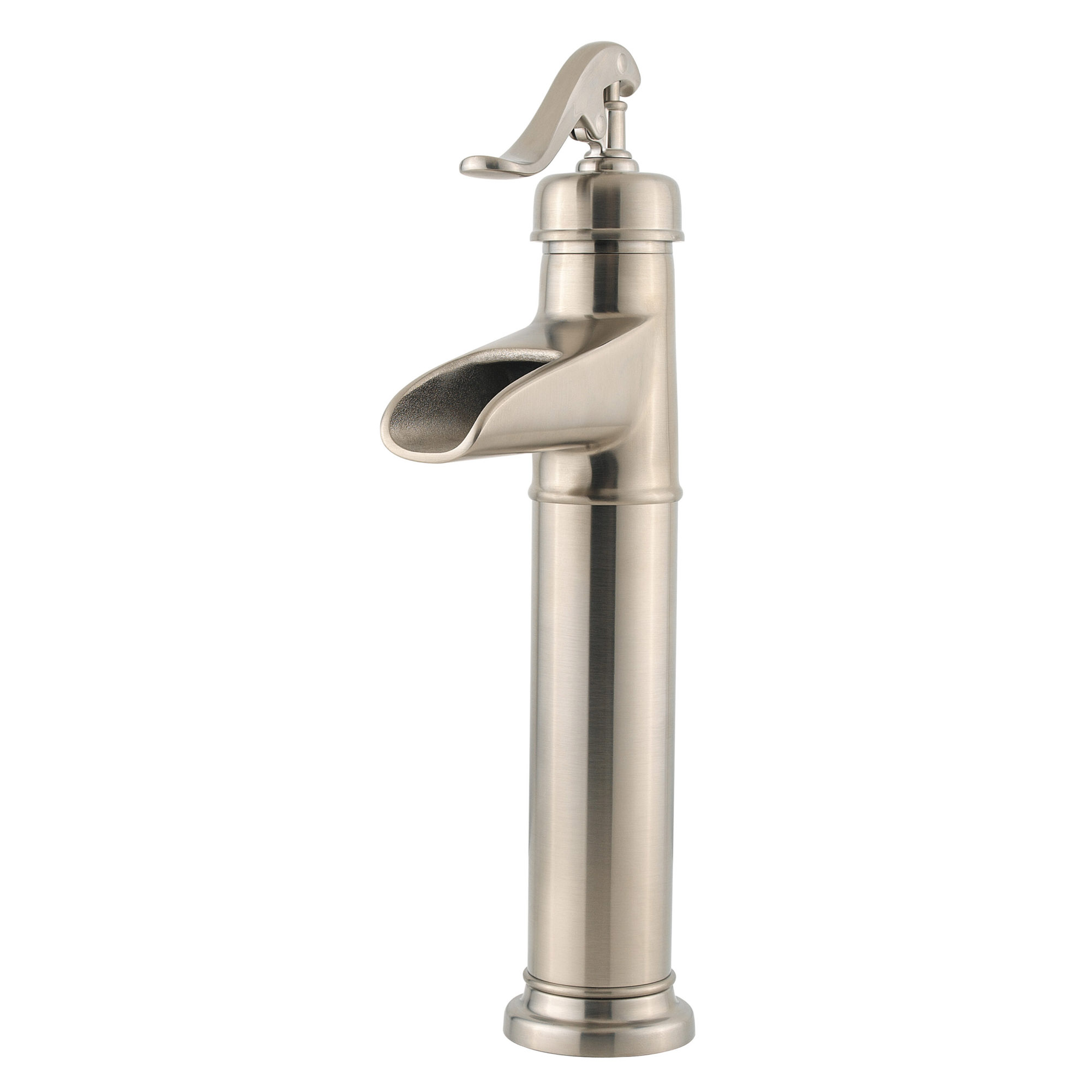 Brushed nickel vessel bathroom faucet