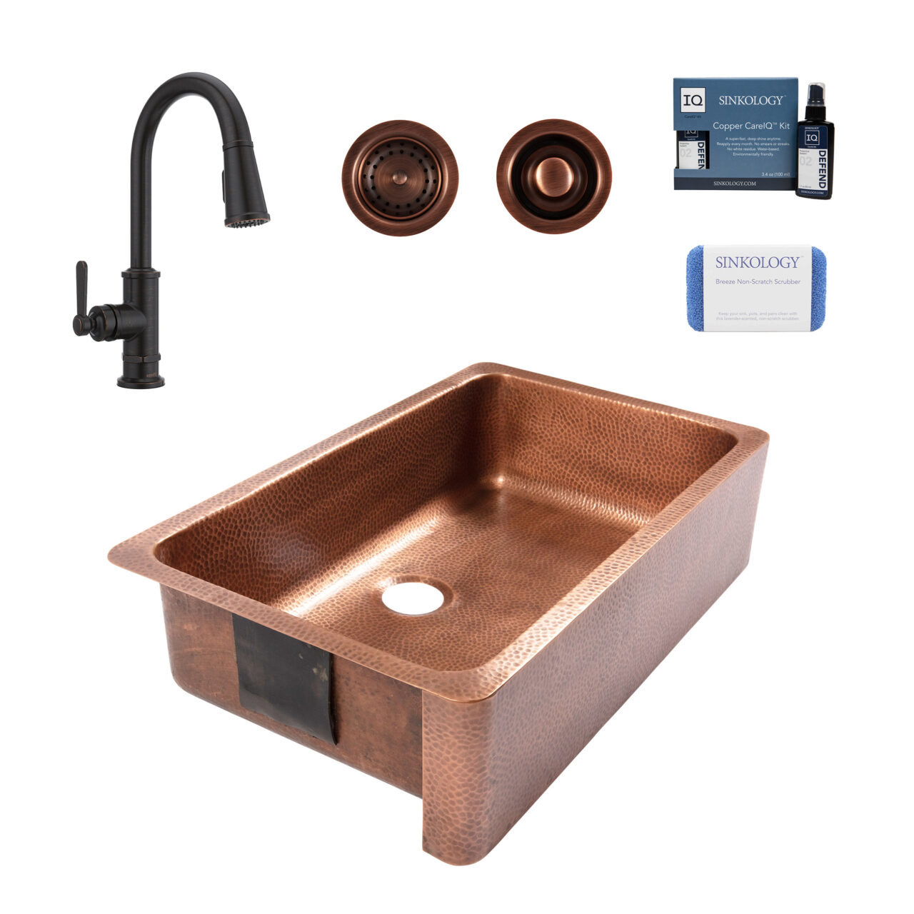 Adams 36" Copper Sink with Bronze Port Haven Faucet