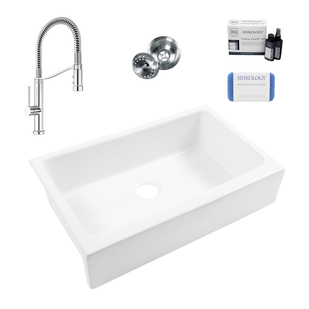 Grace 34″ Quick-Fit Fireclay Sink with Chrome Bruton Faucet