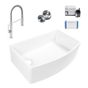 Austen 33" Fireclay Bow Front Sink with Chrome Bruton Faucet