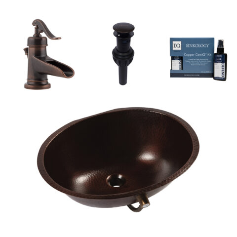 Freud Copper 19.25" Oval Undermount Bath Sink with Ashfield Faucet Kit