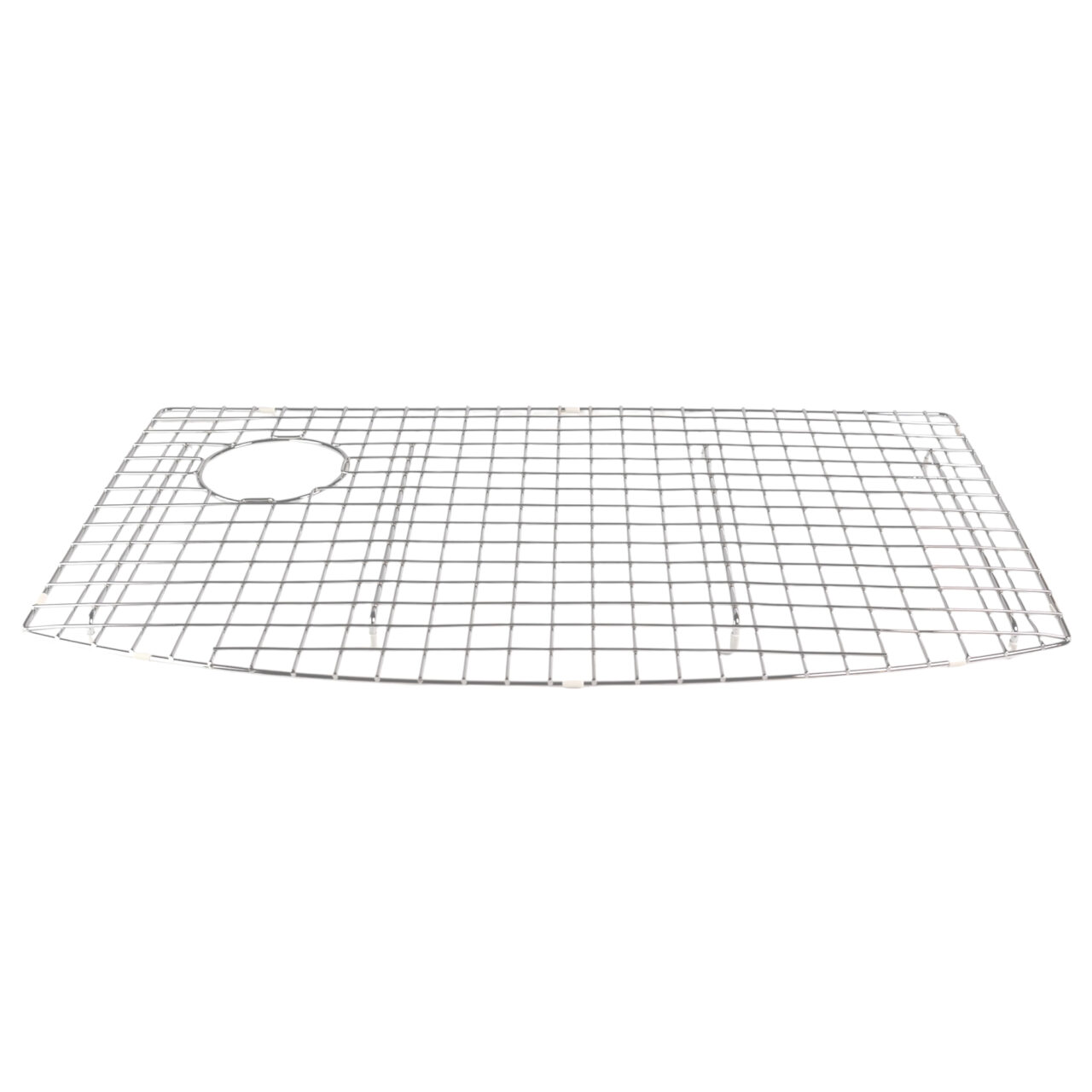 stainless steel bottom grid for bow front curved kitchen sink with rear offset drain