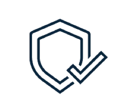 Icon of a badge with a checkmark to convey durability