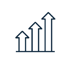 Icon of three arrows pointing upward at increasing heights to convey elevation